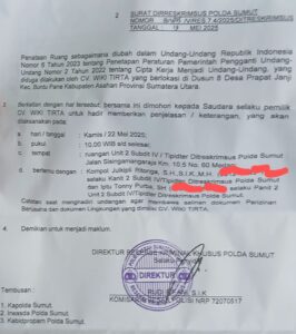 Polda Sumut Memanggil Jukim, Lakukan Penyelidikan Dugaan Pelanggaran Pemanfaatan Sumber Daya Air dan Tata Ruang