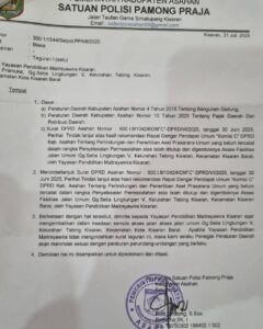Satpol PP Asahan Tegur Yayasan Pendidikan: Jalan Umum Gg. Setia Harus Dibuka Kembali