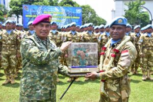 Komandan Pasmar 1 Ikuti Upacara Penyambutan Prajurit Usai Bergabung Dalam Misi PBB