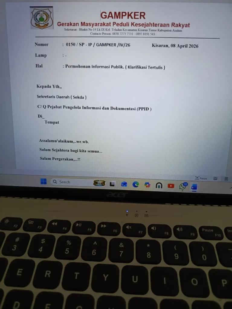 LSM GAMPKER Pertanyakan Proyek Jalan Abdi Satya Bhakti, Minta Klarifikasi Sekda dan Kepala Bapperida Asahan