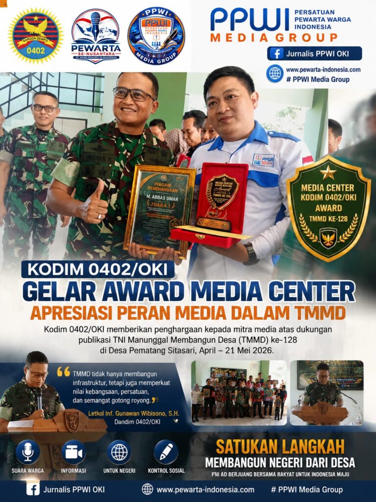 Kodim 0402/OKI Beri Penghargaan kepada Mitra Media Pendukung TMMD