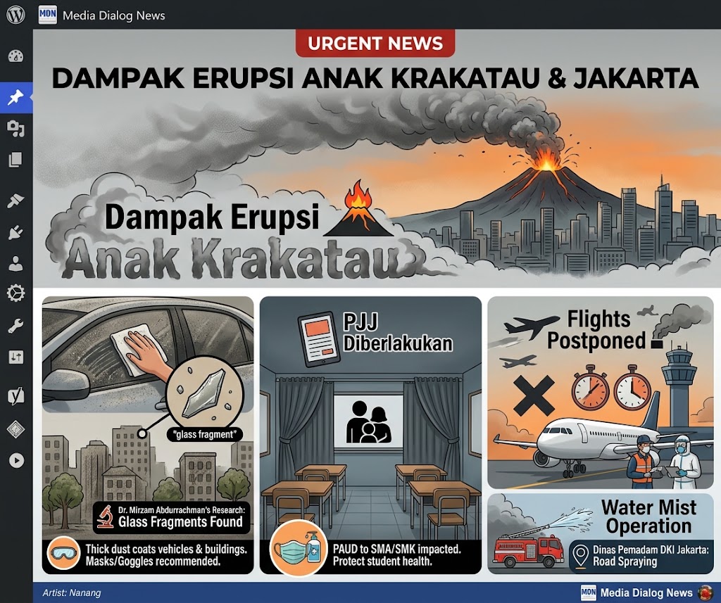 Dampak Erupsi Anak Krakatau: Jakarta Tertutup Abu Vulkanik, PJJ Diberlakukan hingga Penerbangan Ditunda