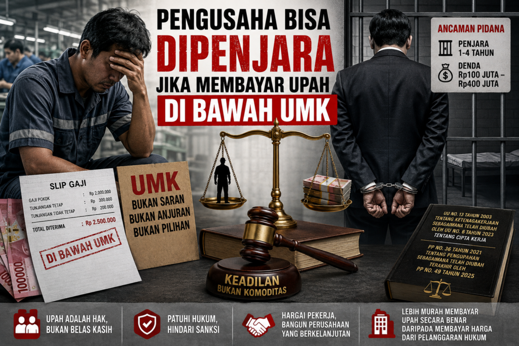 PENGUSAHA BISA DIPENJARA JIKA MEMBAYAR UPAH PEKERJA DI BAWAH UMK