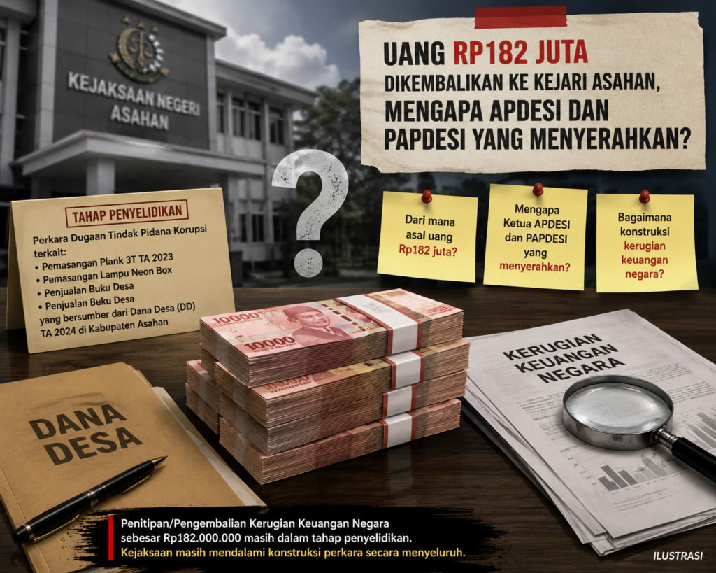 Uang Rp182 Juta Dititipkan ke Kejari Asahan, Mengapa APDESI dan PAPDESI yang Mengembalikan?